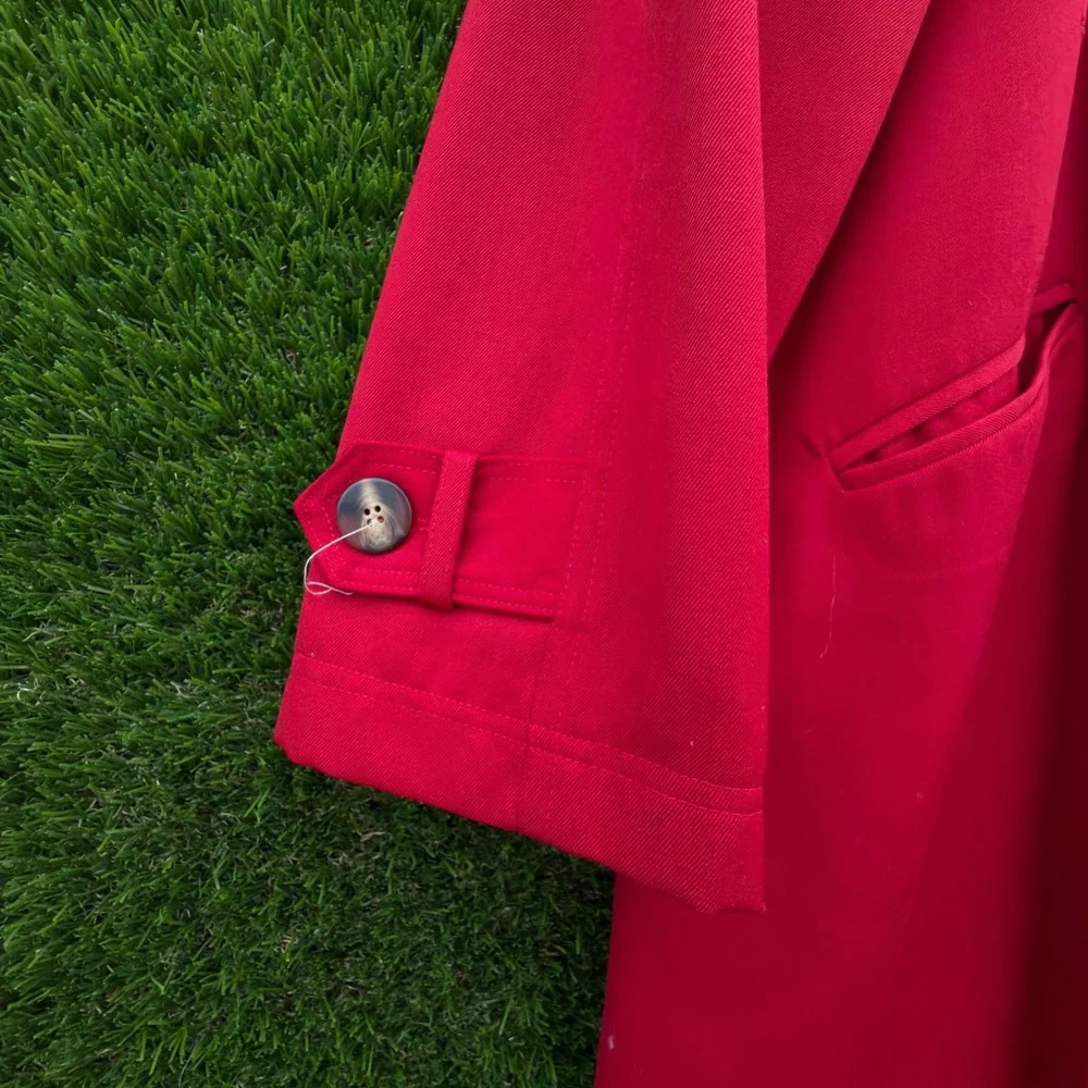Hugo‎ Buscati Collection Red Trench Coat Womens Large Made In USA Classic Chic